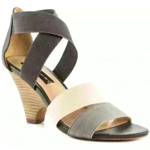 Steven by Steve Madden Camelya Gray Wedge elastic stretch straps size 10 - Picture 1 of 11